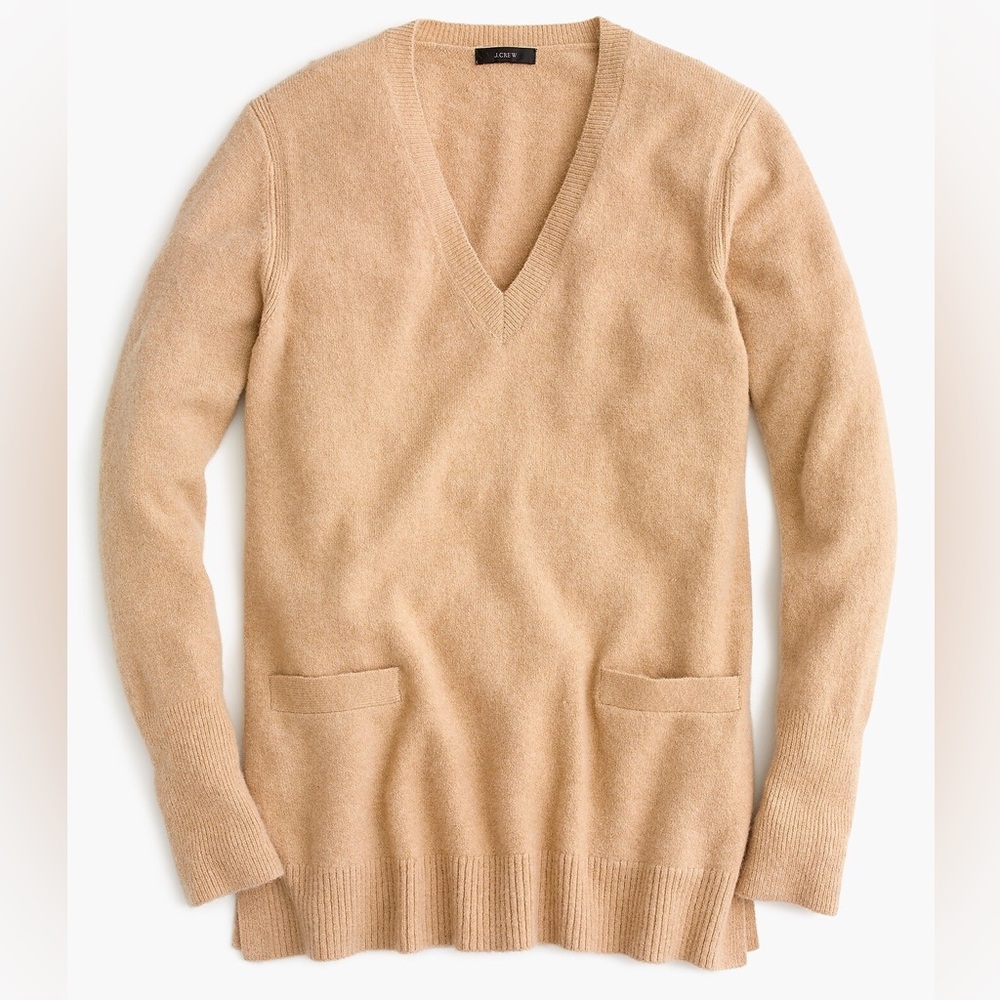 J. Crew V-neck front-pocket tunic‎ sweater in Supersoft yarn